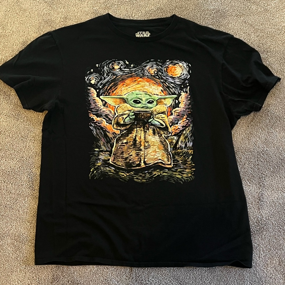 Baby Yoda aka Grogu Starry Night Large shirt